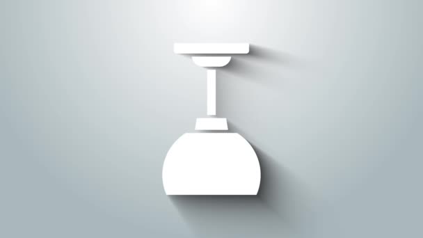Icono colgante de lámpara blanca aislado sobre fondo gris. Lámpara de techo bombilla. Animación gráfica de vídeo 4K — Vídeo de stock