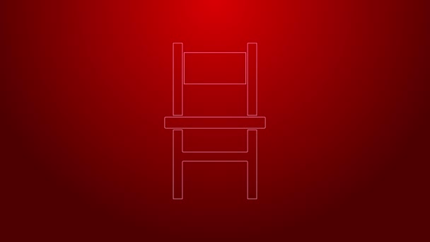 Zielona linia Ikona krzesła izolowana na czerwonym tle. 4K Animacja graficzna ruchu wideo — Wideo stockowe