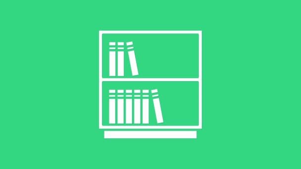 Ikon rak buku Perpustakaan Putih diisolasi dengan latar belakang hijau. Animasi grafis gerak Video 4K — Stok Video