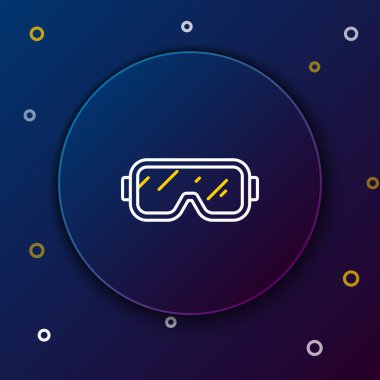 Çizgi Dalış Maskesi simgesi mavi arkaplanda izole edildi. Olağanüstü bir spor. Su altı ekipmanları. Renkli taslak konsepti. Vektör.