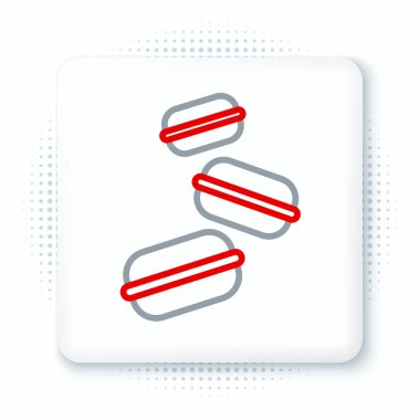 Beyaz arkaplanda çizgi makarna ikonu izole edildi. Makarna tatlı fırın. Renkli taslak konsepti. Vektör.