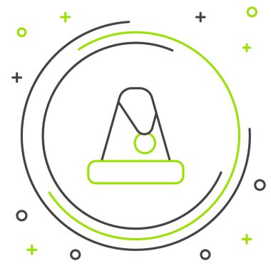 Beyaz arka planda izole edilmiş çizgi Noel Baba şapkası ikonu. Mutlu Noeller ve mutlu yıllar. Renkli taslak konsepti. Vektör.