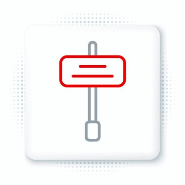 Line Road trafik tabelası. Beyaz arkaplanda sinyal simgesi izole edildi. İşaretçi sembolü. İzole sokak bilgi levhası. Yön tabelası. Renkli taslak konsepti. Vektör.