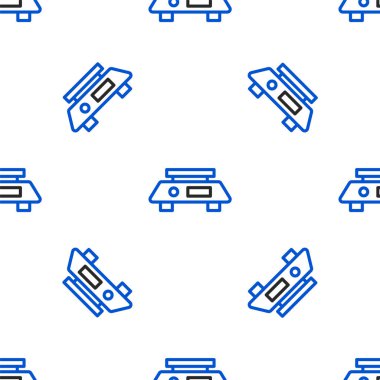 Çizgi Elektronik ölçeklendirme simgesi beyaz arkaplanda izole edilmiş pürüzsüz desen. Ağırlık ölçüm aletleri. Renkli taslak konsepti. Vektör.