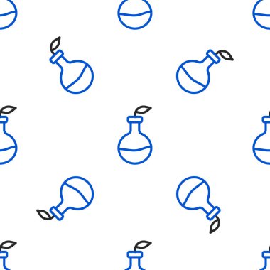 Çizgi Bitkisi üreme ikonu beyaz arka planda izole edilmiş pürüzsüz desen. Test tüplerinde büyüyen bitkiler. Organik gıda, tarım ve hidrofonik. Renkli taslak konsepti. Vektör.