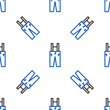 Pantolon askısı simgesi olan çizgi pantolon beyaz arkaplanda izole edilmiş kusursuz desen. Renkli taslak konsepti. Vektör.