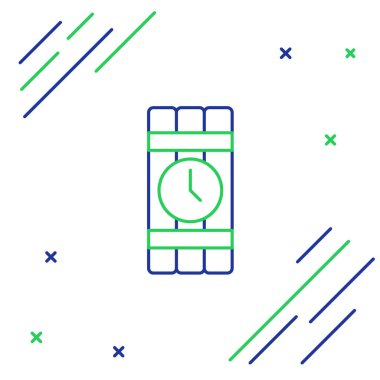 Dinamit çubuğu ve zamanlayıcı ikonu beyaz arka planda izole edildi. Saatli bomba - patlama tehlikesi kavramı. Renkli taslak konsepti. Vektör.