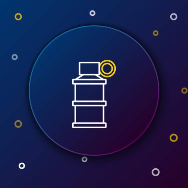 Çizgili El bombası ikonu mavi arka planda izole edildi. Bomba patlaması. Renkli taslak konsepti. Vektör.