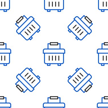 Satır Araç Kutusu simgesi beyaz arkaplanda izole edilmiş kusursuz desen. Alet kutusu tabelası. Renkli taslak konsepti. Vektör.