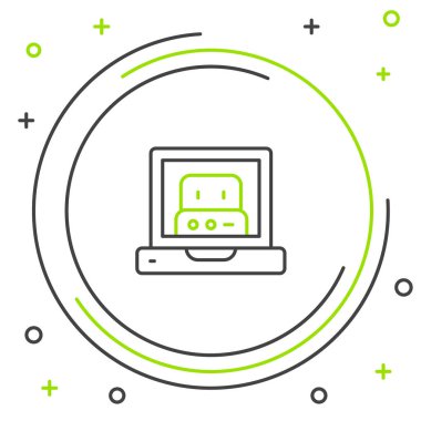 Beyaz arkaplanda izole edilmiş robot simgesi oluşturuluyor. Yapay zeka, makine öğrenme, bulut hesaplama. Renkli taslak konsepti. Vektör.