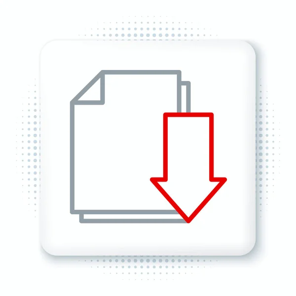 Documento Linha Com Ícone Download Isolado Fundo Branco Símbolo Documento — Vetor de Stock