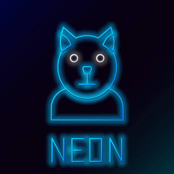 Leuchtendes Neon Line Cat Symbol Isoliert Auf Schwarzem Hintergrund Tierisches — Stockvektor