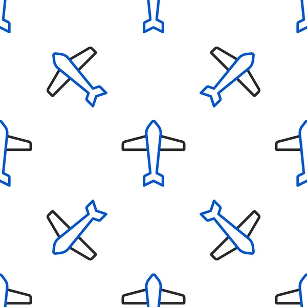 Icône Chasse Line Jet Isolé Motif Sans Couture Sur Fond — Image vectorielle