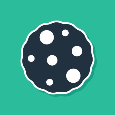 Yeşil zemin üzerinde çikolata ikonu olan mavi kurabiye ya da bisküvi. Vektör.