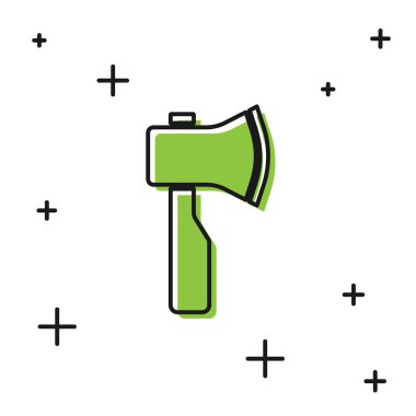 Beyaz arka planda siyah tahta balta simgesi izole edildi. Oduncu baltası. Vektör.