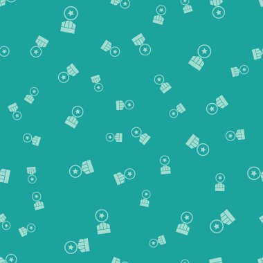 Yeşil Askeri ödül ikonu yeşil arka planda kusursuz desen izole edildi. Ordu işareti. Vektör.