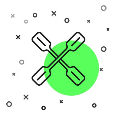 Siyah çizgi Paddle simgesi beyaz arkaplanda izole edildi. Kürek çekin. Vektör.