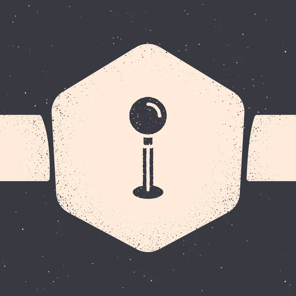 Grunge Push Pin Icono Aislado Sobre Fondo Gris Signo Chinchetas — Vector de stock