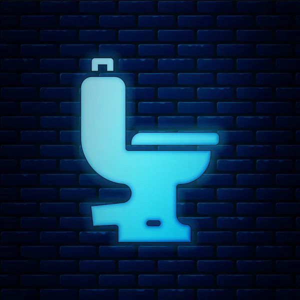 Leuchtende Neon Toilettenschüssel Symbol Isoliert Auf Backsteinwand Hintergrund Vektor — Stockvektor