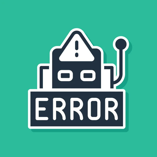 Blue Error Operation Program Robot Icon Isolated Green Background Broken — Stock Vector