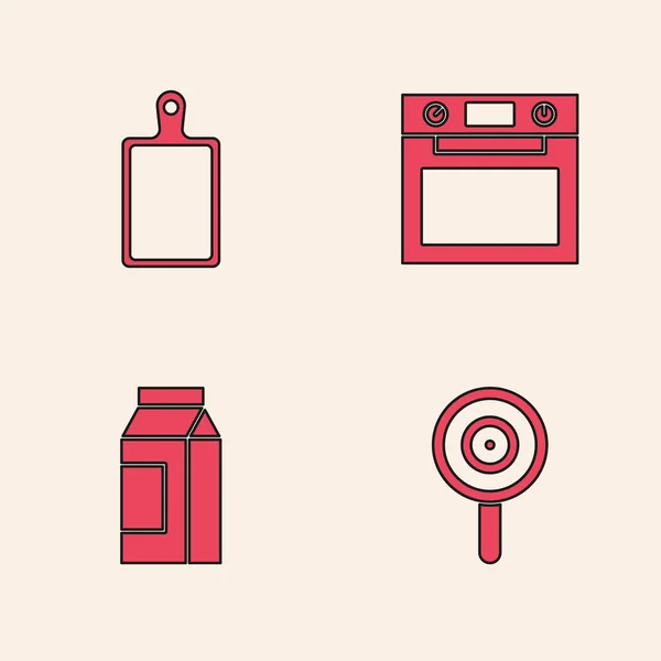 Set Lollipop Cutting Board Oven Paper Pakket Voor Melk Pictogram — Stockvector