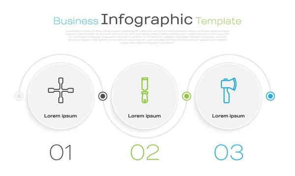 Set Radschlüssel Rasp Metallfeile Und Holzbeil Geschäftsinfografische Vorlage Vektor — Stockvektor