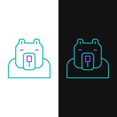 Kutup ayısı başı simgesi beyaz ve siyah arkaplanda izole edildi. Renkli taslak konsepti. Vektör.