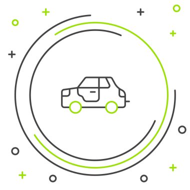 Çizgi Arabası simgesi beyaz arkaplanda izole edildi. Renkli taslak konsepti. Vektör.