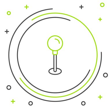 Çizgi itme simgesi beyaz arkaplanda izole edildi. Raptiye işareti. Renkli taslak konsepti. Vektör.