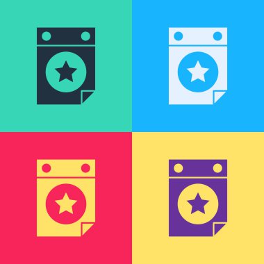 4 Temmuz tarihli Pop Art Day takvimi renk arkaplanında izole edildi. ABD Bağımsızlık Günü. 4 Temmuz. Vektör.