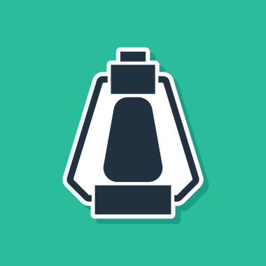 Mavi Kamp feneri ikonu yeşil arkaplanda izole edildi. Mutlu Cadılar Bayramı Partisi. Vektör.