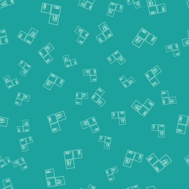 Kitap simgesine sahip yeşil raf yeşil arka planda izole edilmiş pürüzsüz desen. Raflar işaretli. Vektör.