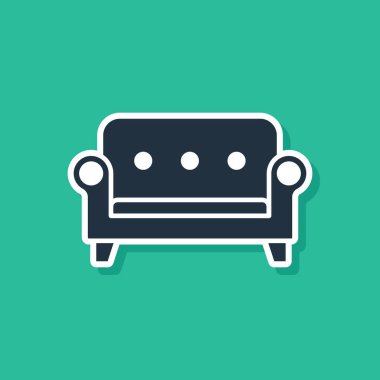 Mavi Koltuk simgesi yeşil arkaplanda izole edildi. Vektör.