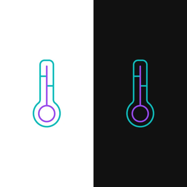 Zeilenmeteorologie Thermometer Messsymbol Isoliert Auf Weißem Und Schwarzem Hintergrund Thermometer — Stockvektor