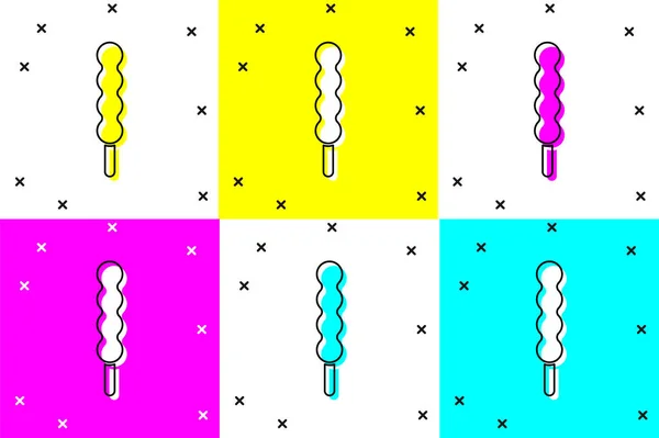 Lollipop Symbol Auf Farbigem Hintergrund Isoliert Setzen Süßigkeiten Zeichen Essen — Stockvektor