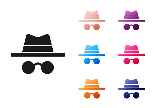 Черный режим инкогнито значок изолирован на белом фоне. Набор иконок красочный. Вектор.