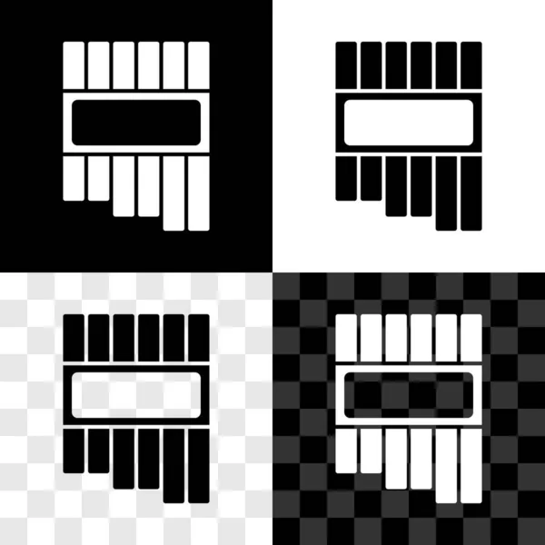 Set Icono Flauta Pan Aislado Sobre Fondo Blanco Negro Transparente — Vector de stock