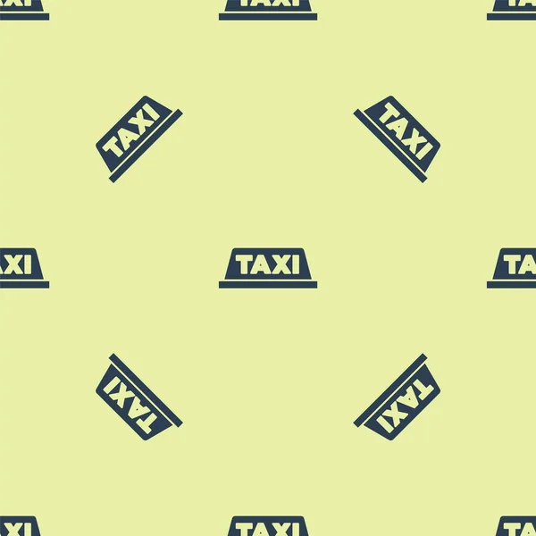 Blue Taxi Car Roof Icon Isolated Seamless Pattern Yellow Background — Stock Vector