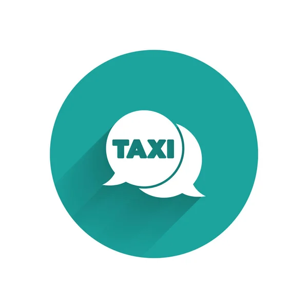 Icono Servicio Telefónico Llamada White Taxi Aislado Con Sombra Larga — Vector de stock