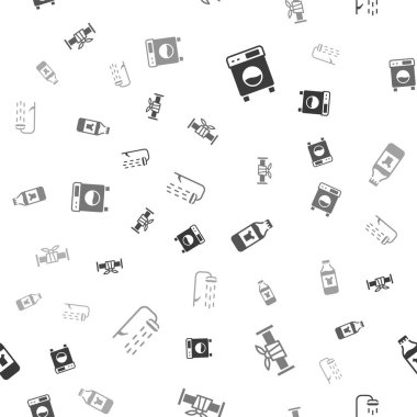 Çamaşır makinesini, endüstriyel metalik boruyu temizleme maddesi için şişe ve kusursuz bir şekilde duş al. Vektör.