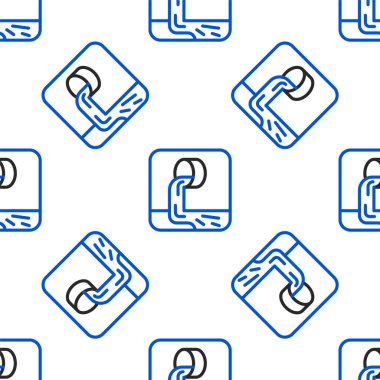 Çizgi Atık Su simgesi beyaz arkaplandaki kusursuz deseni izole etti. Kanalizasyon borusu. Borudan nehre sıvı akıyor. Renkli taslak konsepti. Vektör.