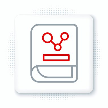 Beyaz arkaplanda izole edilmiş çizgi kimya kitabı simgesi. Renkli taslak konsepti. Vektör.