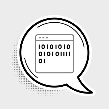 Gri arkaplanda satır ikili kod simgesi izole edildi. Renkli taslak konsepti. Vektör.