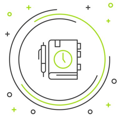 Line Daily Kağıt Not Defteri simgesi beyaz arkaplanda izole edildi. Renkli taslak konsepti. Vektör.