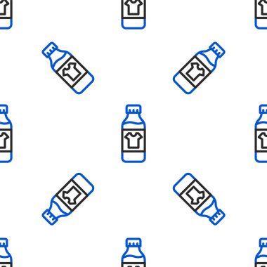 Çamaşır deterjanı, çamaşır suyu, bulaşık deterjanı ya da beyaz arka planda izole edilmiş başka bir temizlik maddesi ikonu için çizgi plastik şişe. Renkli taslak konsepti. Vektör.