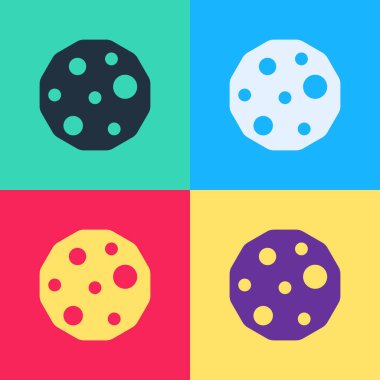 Pop Art Cookie ya da çikolata ikonlu bisküvi renkli arka planda izole. Vektör.