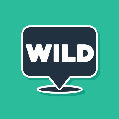 Mavi İşaretçi 'den Vahşi Batı ikonuna yeşil arka planda izole edilmiş. Batı tabelası, mesaj panosu, yön bulma işareti. Vektör.