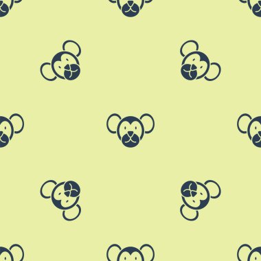 Mavi Maymun simgesi sarı arka planda kusursuz deseni izole etti. Hayvan sembolü. Vektör.