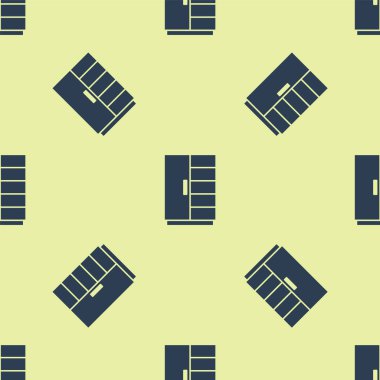 Mavi Gardırop ikonu sarı arka planda kusursuz desen izole etti. Vektör.