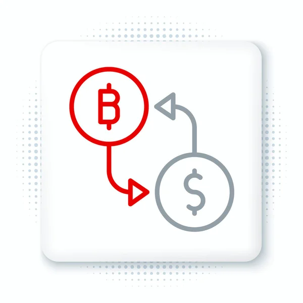 Línea Cryptocurrency Icono Cambio Aislado Sobre Fondo Blanco Bitcoin Icono — Vector de stock